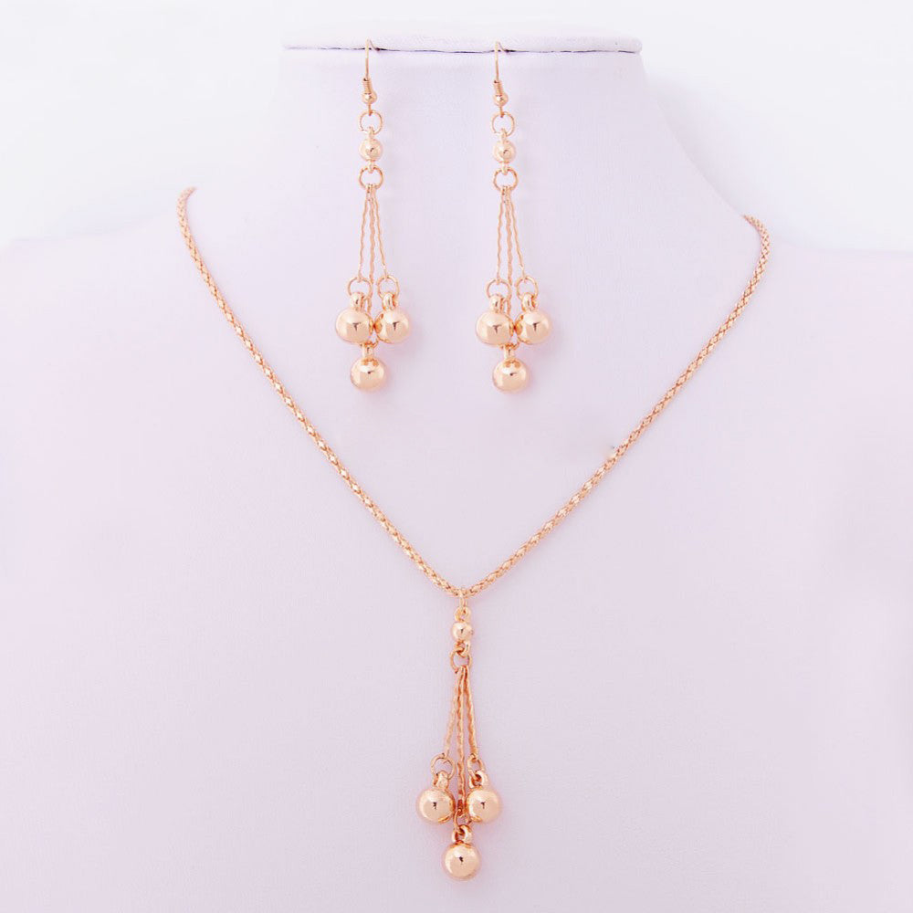 Gold Earrings & Necklace Jewelry Set – Korean Style Love Pendant