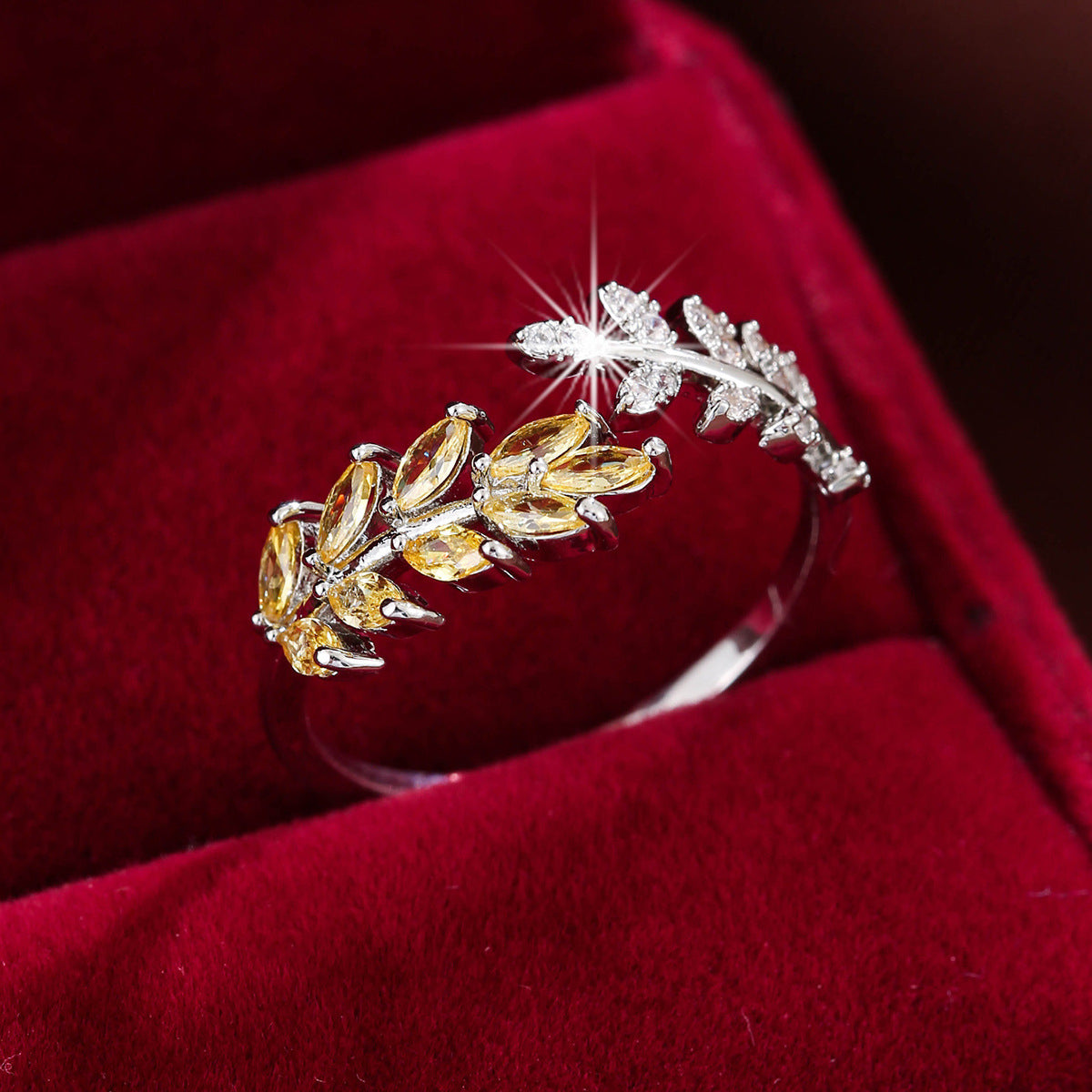 Leaf Wheat Ring - Adjustable Gold Nature-Inspired Ring