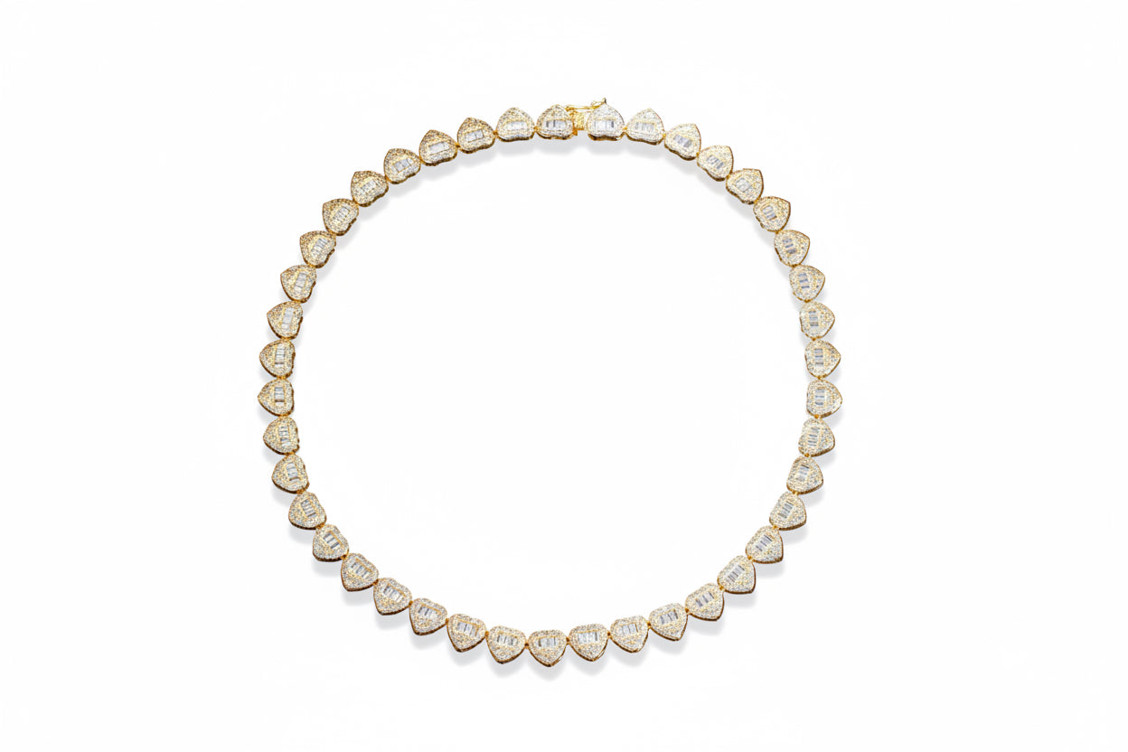 Cuban Heart-Zircon Diamond Necklace