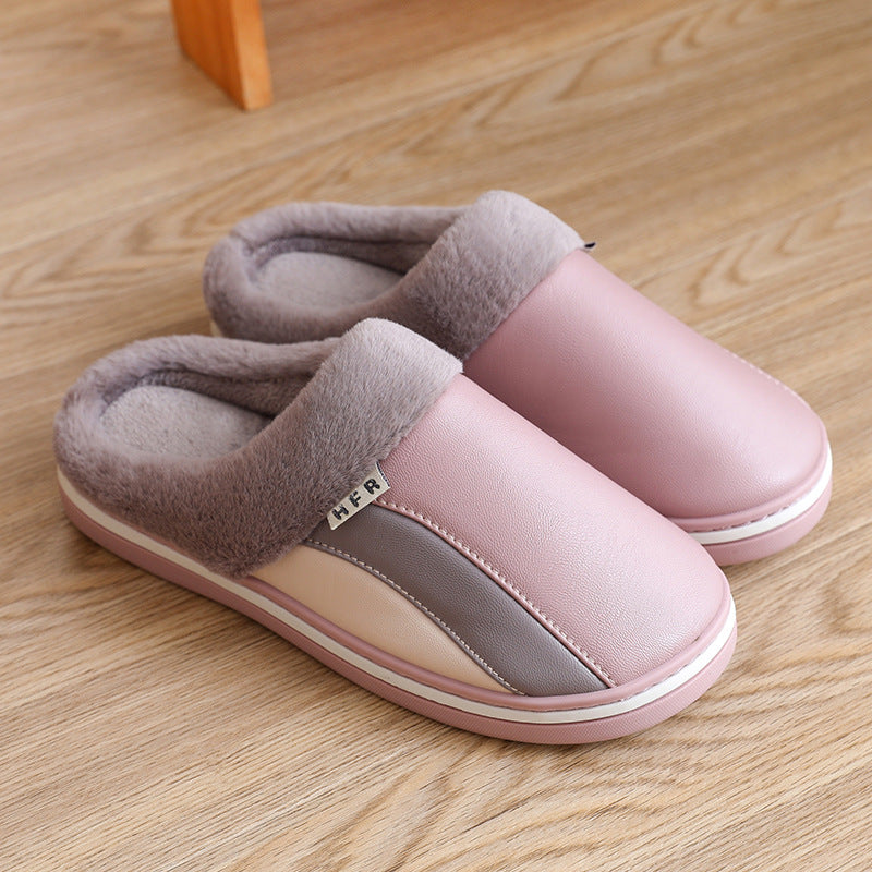 Waterproof Plush Winter Slippers – Non-Slip Bedroom Shoes for Women