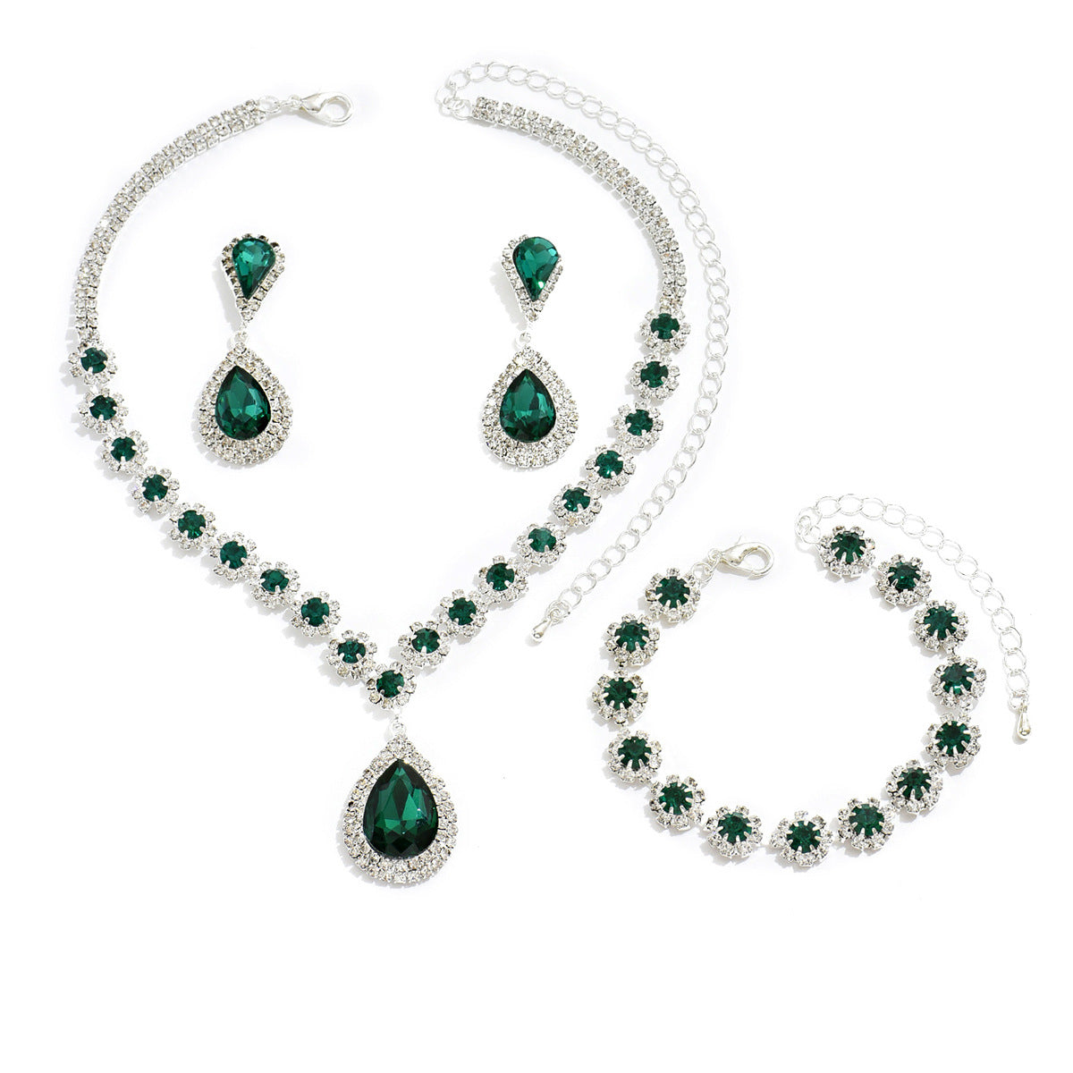 Three-Piece Bridal Jewelry Set | Necklace, Earrings & Bracelet