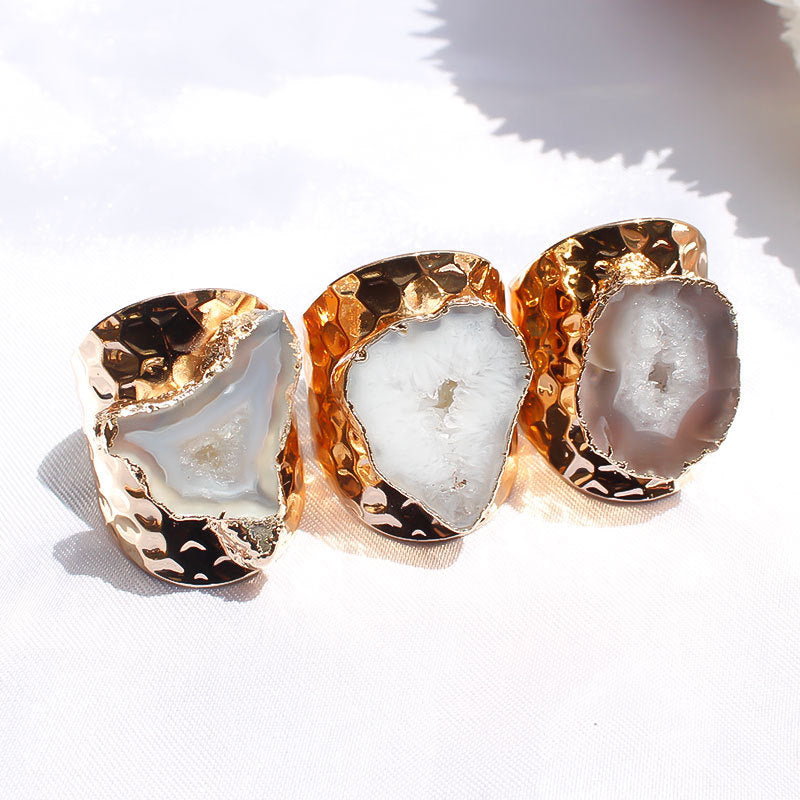 Natural Agate Crystal Stone Ring