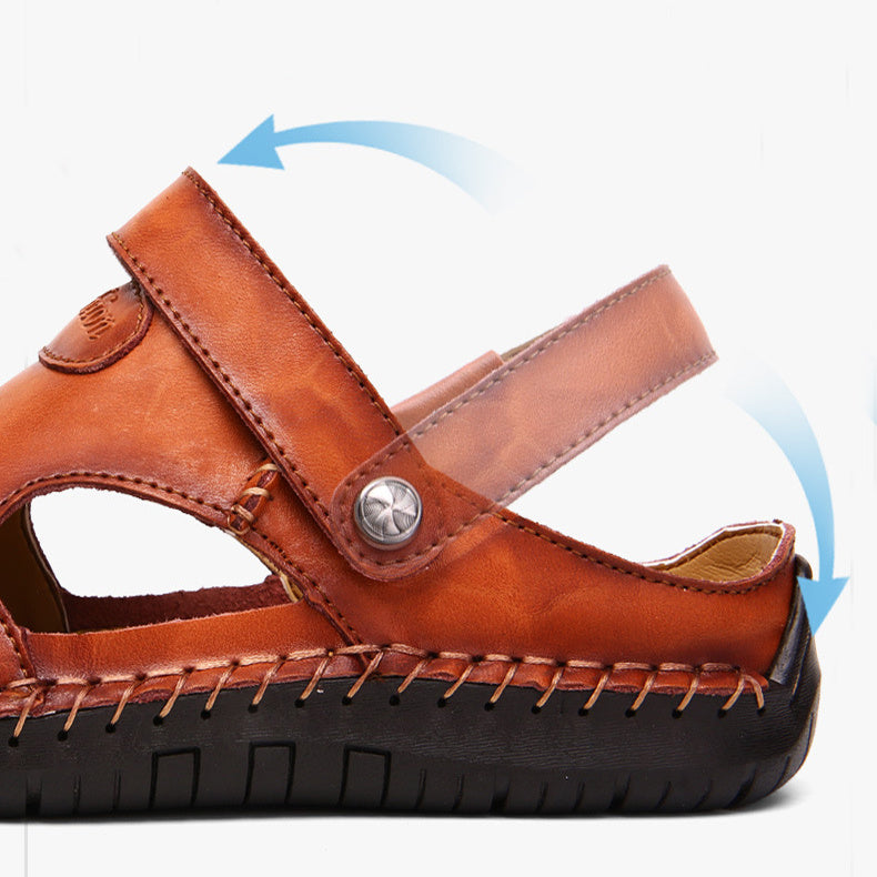 Men's Closed Toe Sandals Summer Adjustable Slides Slippers Fashion Beach Shoes