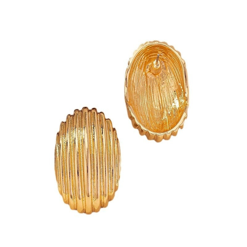 Vintage Crumpled Metal Hollow Semi-circle Earrings