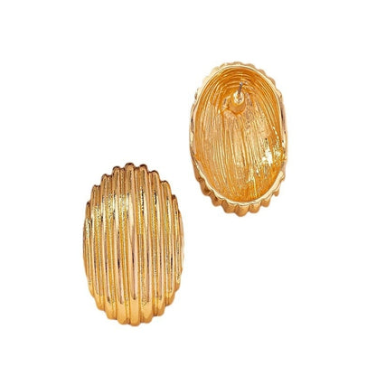 Vintage Crumpled Metal Hollow Semi-circle Earrings