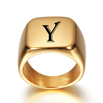 Gold Tone Signet Ring