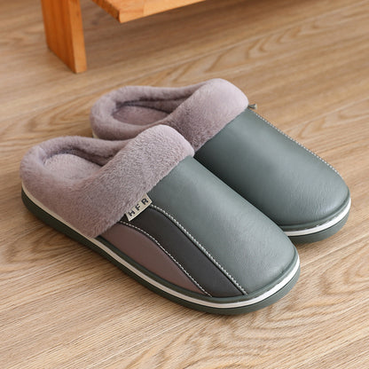 Waterproof Plush Winter Slippers – Non-Slip Bedroom Shoes for Women