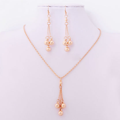 Gold Earrings & Necklace Jewelry Set – Korean Style Love Pendant
