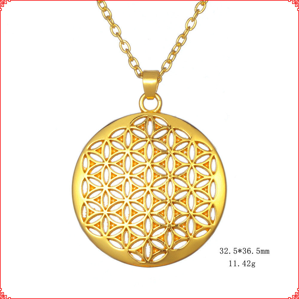 Flower of Life Wheel Zinc Alloy Clavicle Necklace