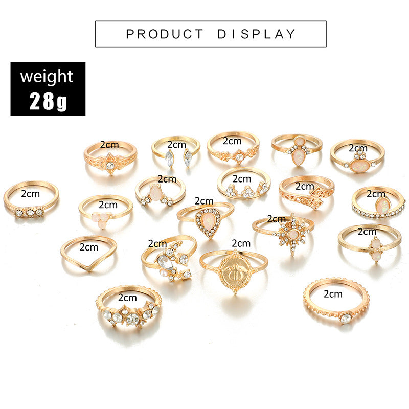 Retro Hollow Star Drop Ring Set of 19