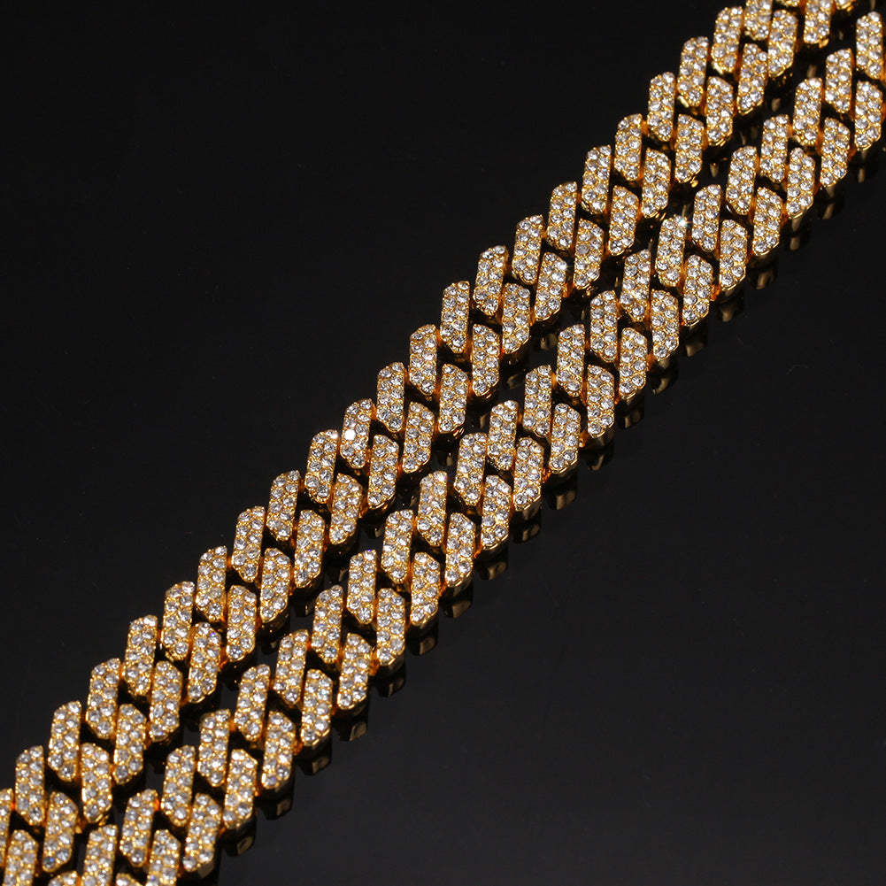 Gold-plated Full Diamond Alloy Hip-hop Bracelet