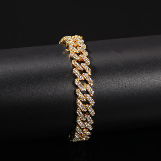 Gold-plated Full Diamond Alloy Hip-hop Bracelet