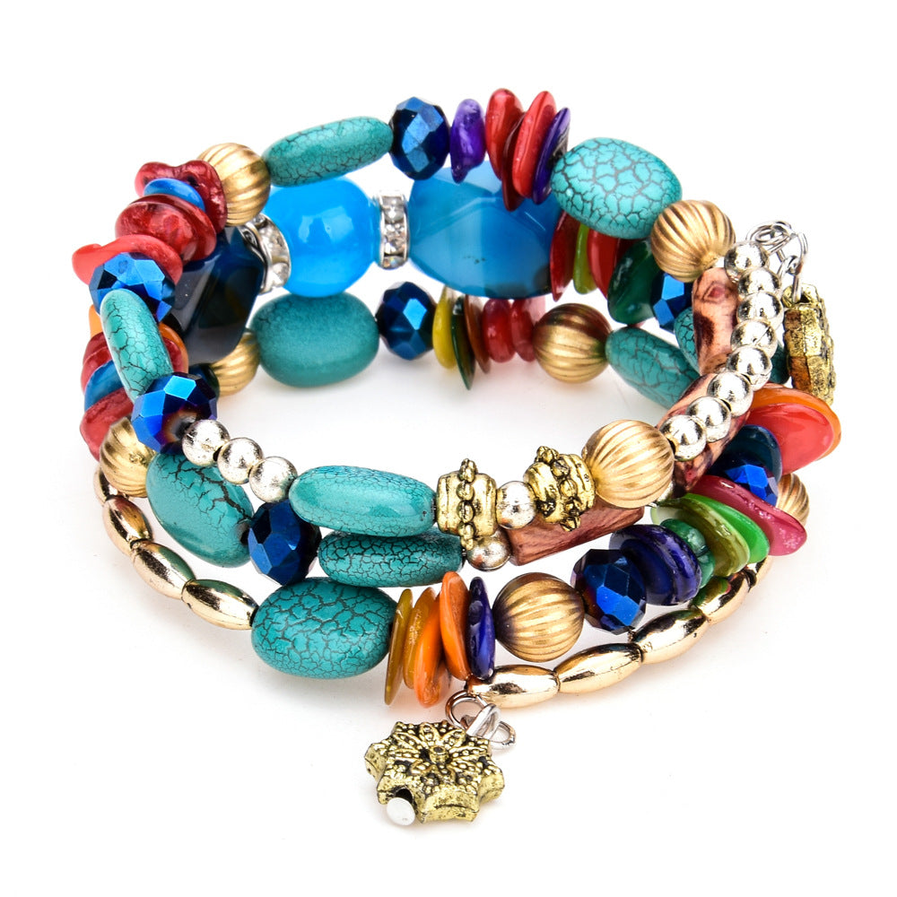 Colorful Natural Stone Turquoise Beaded Bracelet