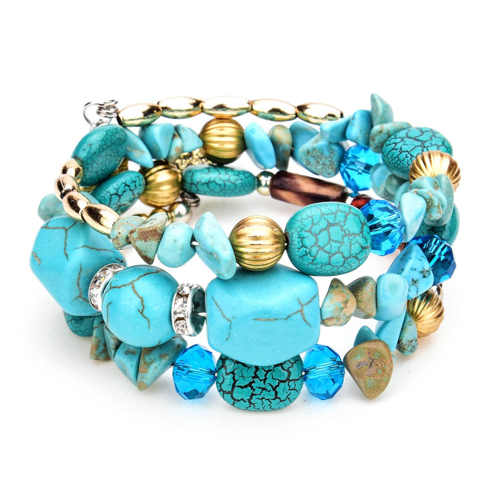 Colorful Natural Stone Turquoise Beaded Bracelet