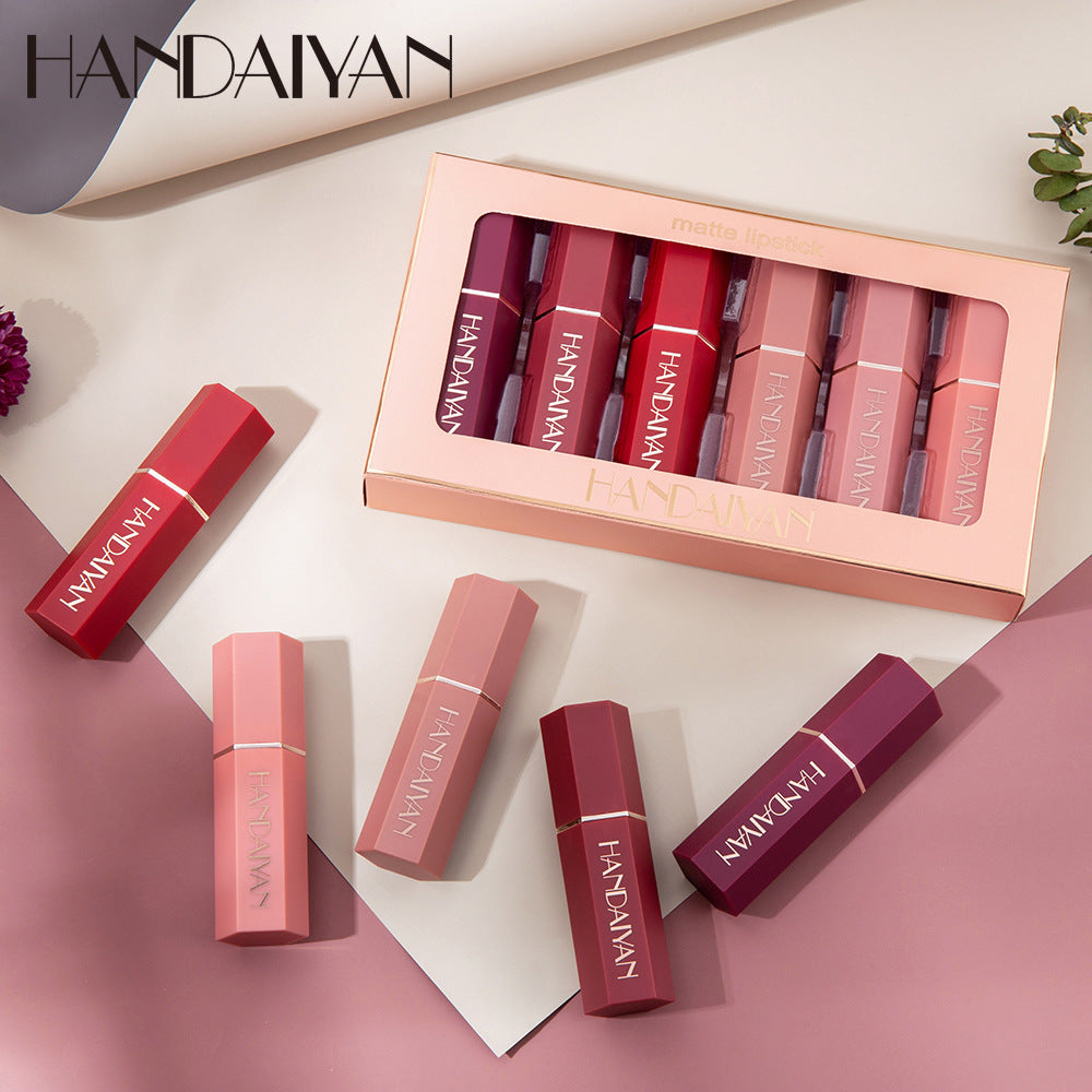 6-Piece Matte Lipstick Gift Box Set – Non-Stick Long-Lasting Lip Color Collection