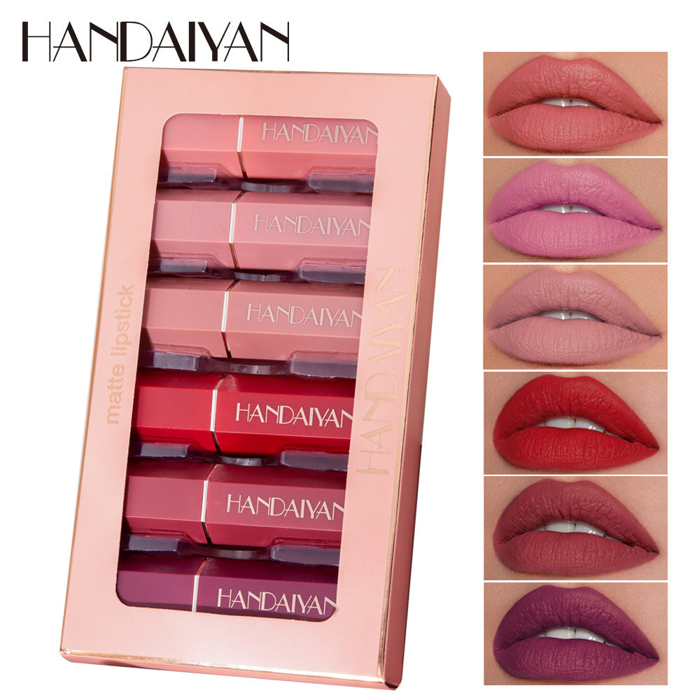 6-Piece Matte Lipstick Gift Box Set – Non-Stick Long-Lasting Lip Color Collection