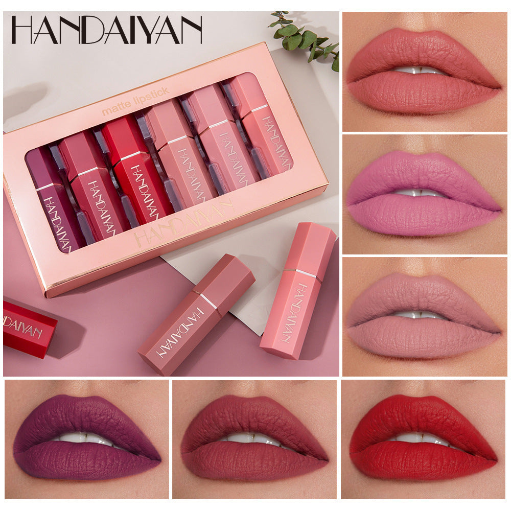 6-Piece Matte Lipstick Gift Box Set – Non-Stick Long-Lasting Lip Color Collection
