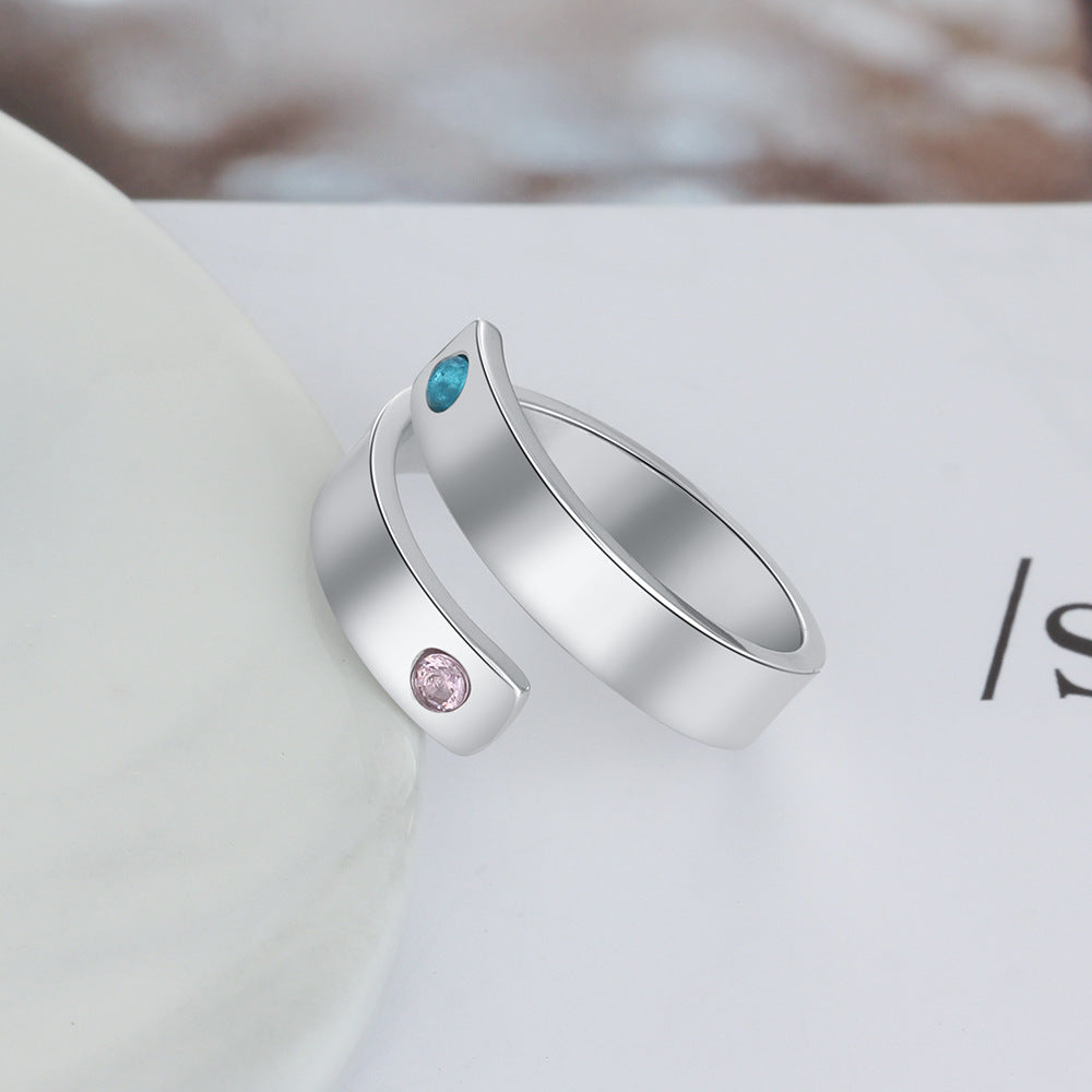 Personal Ring Custom Engraved Name Birthstone Ring