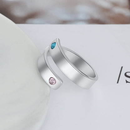 Personal Ring Custom Engraved Name Birthstone Ring