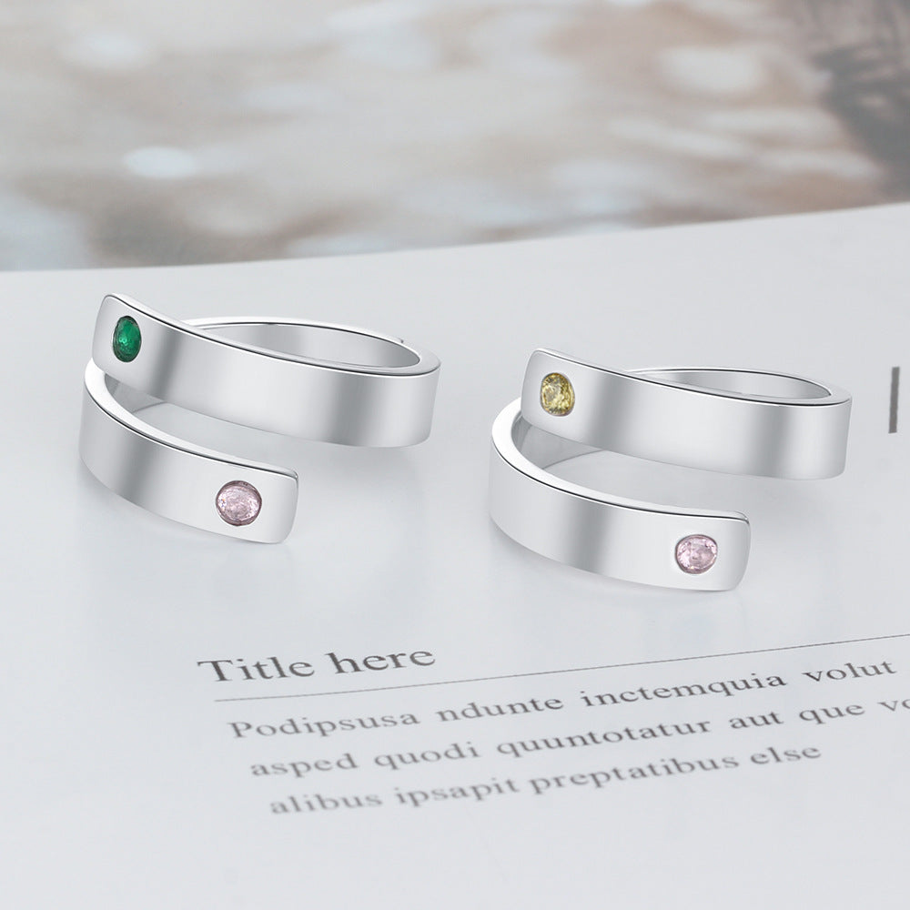 Personal Ring Custom Engraved Name Birthstone Ring