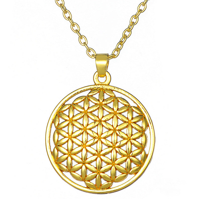 Flower of Life Wheel Zinc Alloy Clavicle Necklace