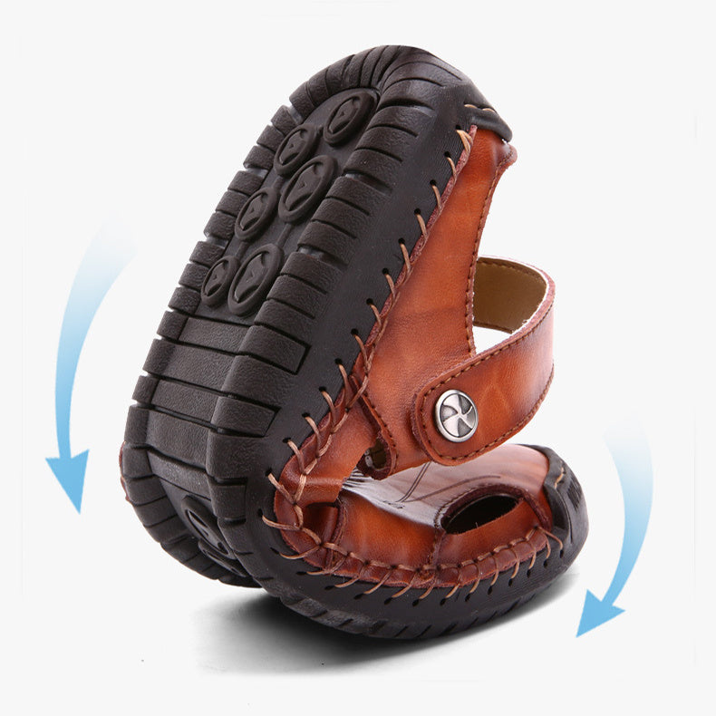 Men's Closed Toe Sandals Summer Adjustable Slides Slippers Fashion Beach Shoes