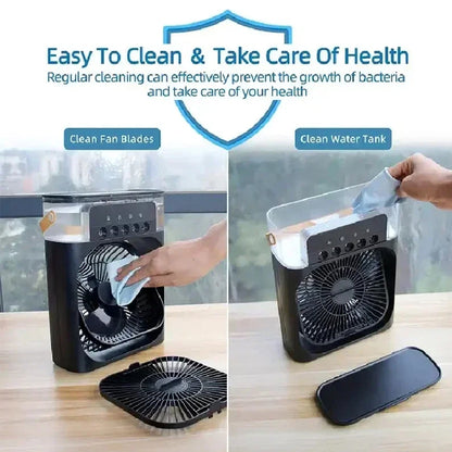 3 In 1 Fan Air Conditioner Small Water Air Cooler LED Lights Air Cooling Fan