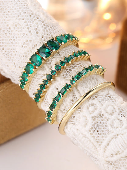 Round Color Zirconium Four-piece Ring
