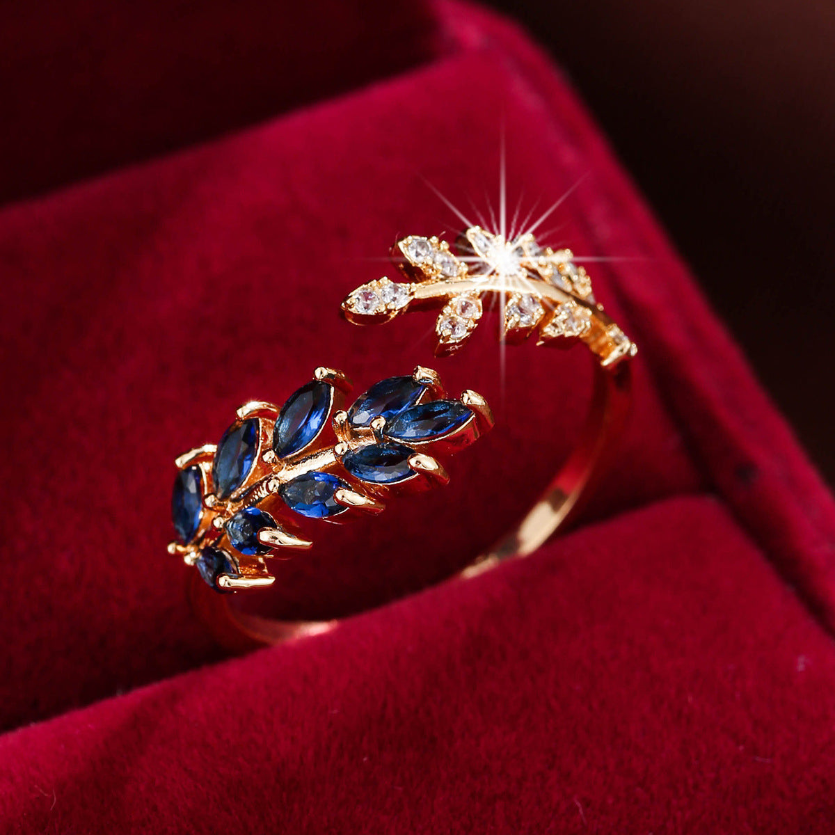 Leaf Wheat Ring - Adjustable Gold Nature-Inspired Ring