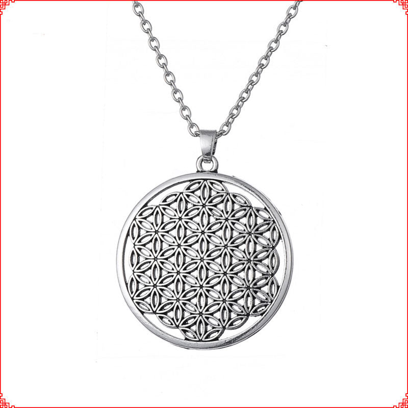 Flower of Life Wheel Zinc Alloy Clavicle Necklace