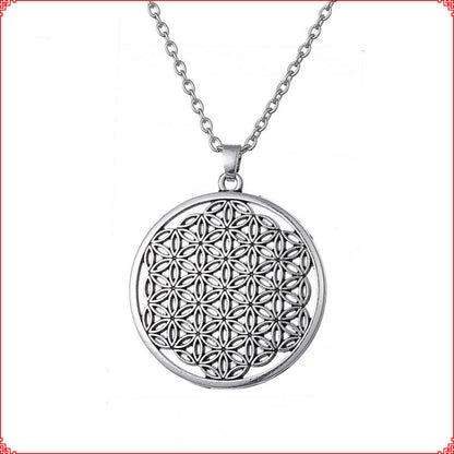 Flower of Life Wheel Zinc Alloy Clavicle Necklace