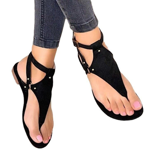 Fashionable Casual Flat Buckle Rivet Sandals