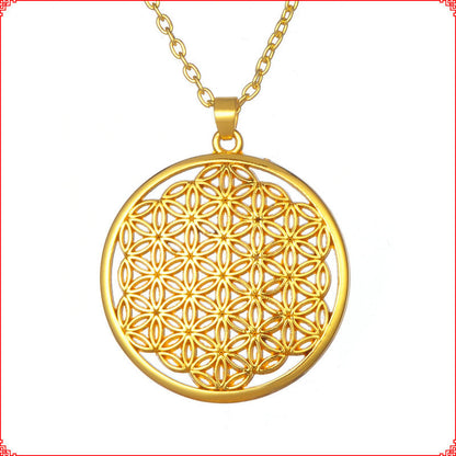 Flower of Life Wheel Zinc Alloy Clavicle Necklace