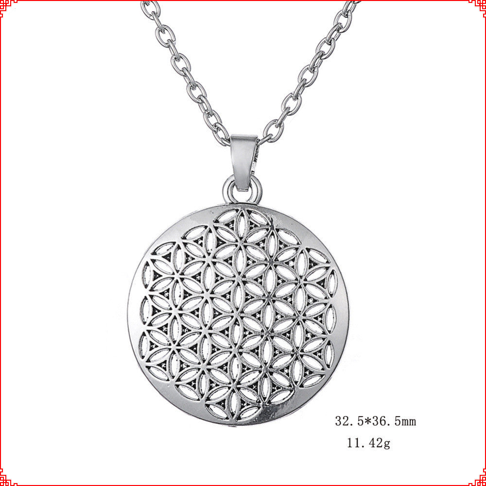 Flower of Life Wheel Zinc Alloy Clavicle Necklace