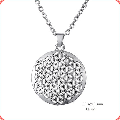 Flower of Life Wheel Zinc Alloy Clavicle Necklace