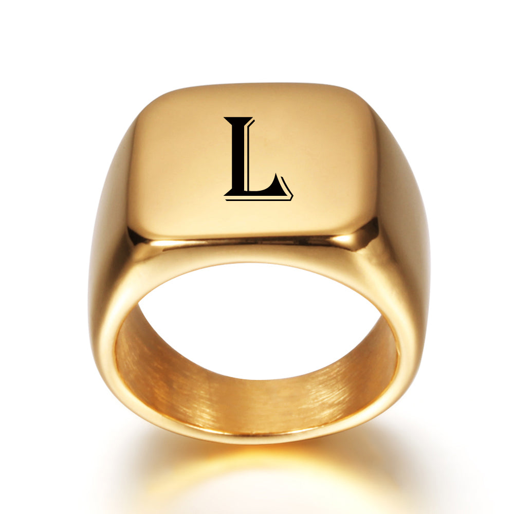 Gold Tone Signet Ring