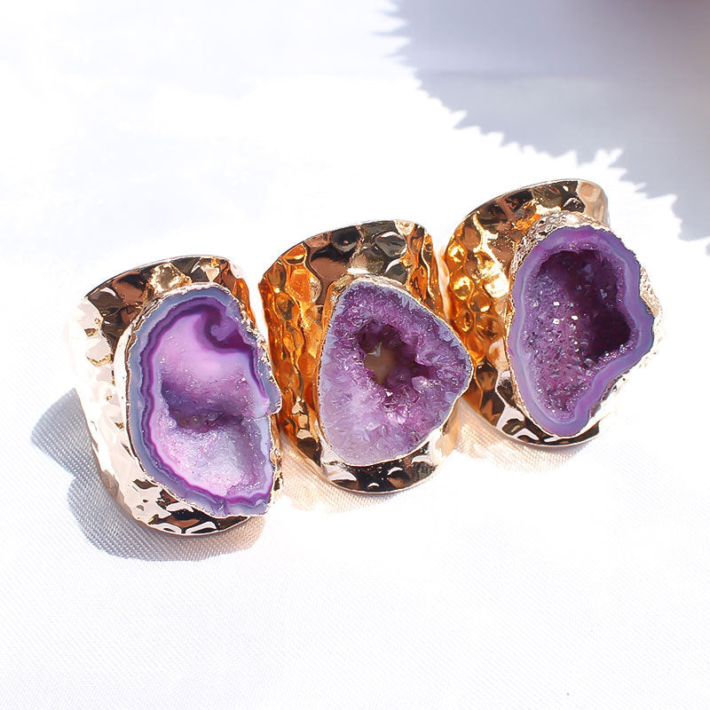 Natural Agate Crystal Stone Ring