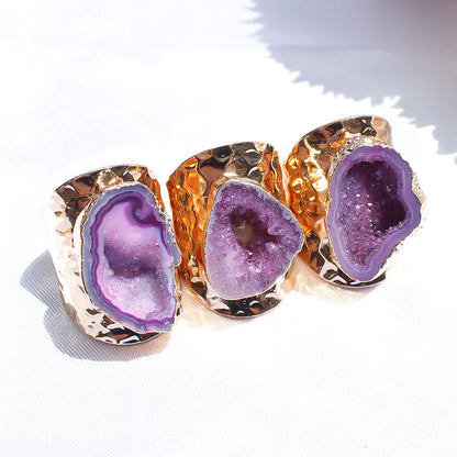 Natural Agate Crystal Stone Ring