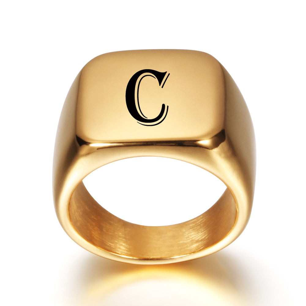 Gold Tone Signet Ring