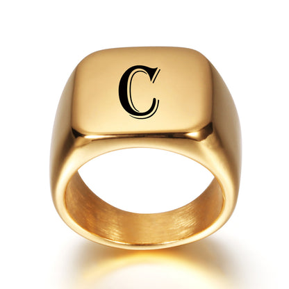 Gold Tone Signet Ring