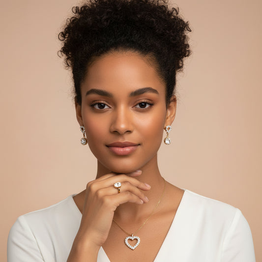 Heart Rhinestone Jewelry Set
