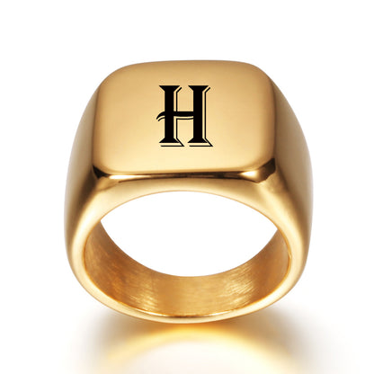 Gold Tone Signet Ring