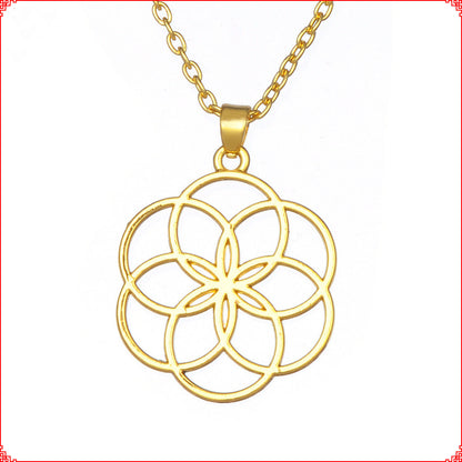 Flower of Life Wheel Zinc Alloy Clavicle Necklace