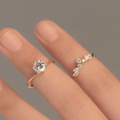 Rose Gold Couple Ring Set | Simple Alloy Design