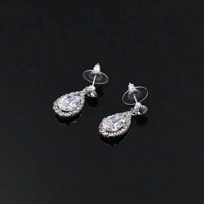 Zircon Necklace & Earrings Set - Bridal Jewelry 2-Piece Set