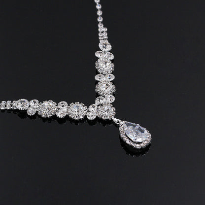 Zircon Necklace & Earrings Set - Bridal Jewelry 2-Piece Set