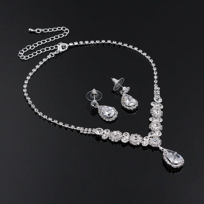 Zircon Necklace & Earrings Set - Bridal Jewelry 2-Piece Set