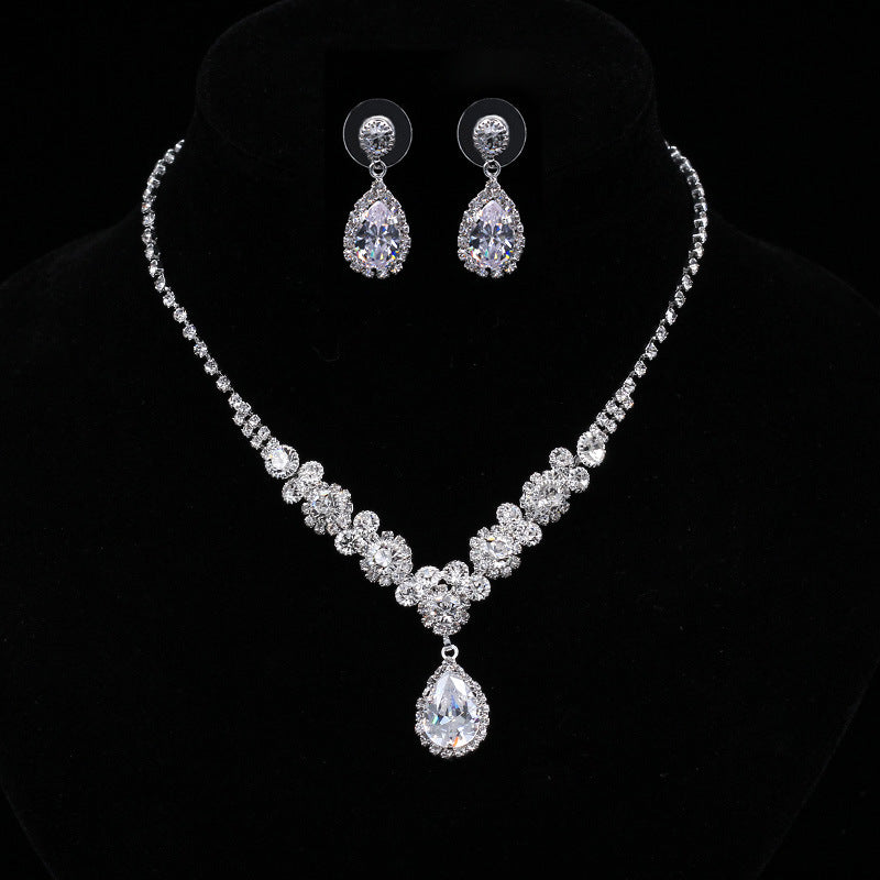 Zircon Necklace & Earrings Set - Bridal Jewelry 2-Piece Set