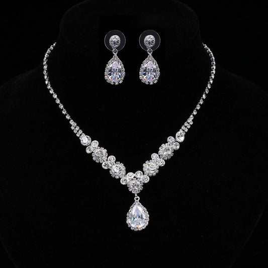 Zircon Necklace & Earrings Set - Bridal Jewelry 2-Piece Set