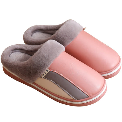 Waterproof Plush Winter Slippers – Non-Slip Bedroom Shoes for Women
